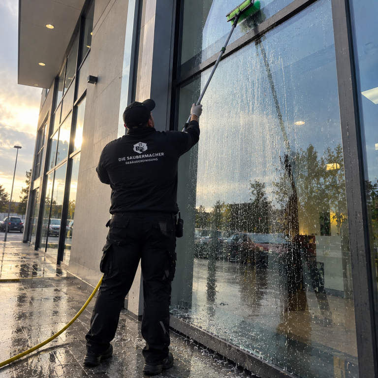Fensterreinigung in Kiel Streifenfrei gereinigte Glasfassade eines Bürogebäudes